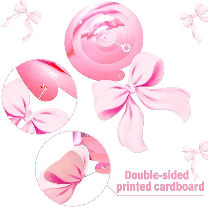 Pink Bow Silly Goose Hanging Swirls Goose Birthday Party Decorations 23Pcs One Silly Goose Hanging Streamers Farm Silly Goose Ceiling Decor for Geese Theme Girls Baby Shower Supplies