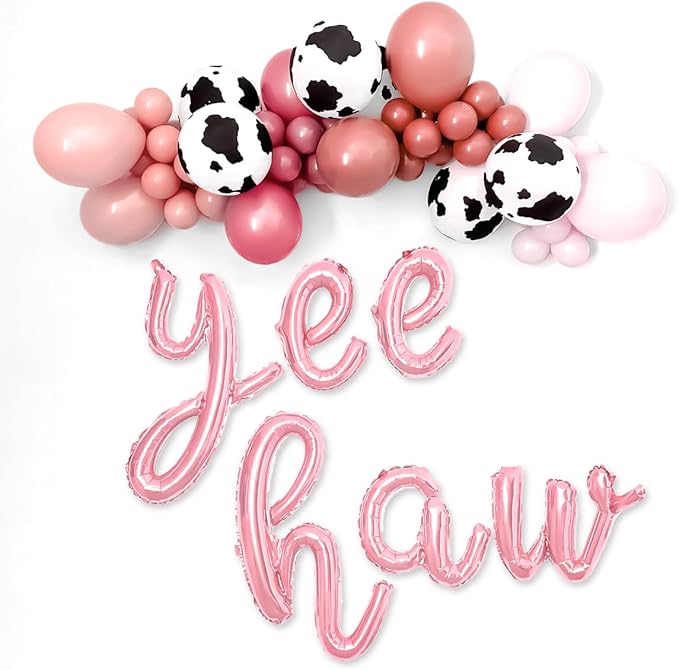 Birthday Party Balloons Yee Haw Balloons Rose Gold Yee Haw Banner for Western Cowgirl Birthday Decorations