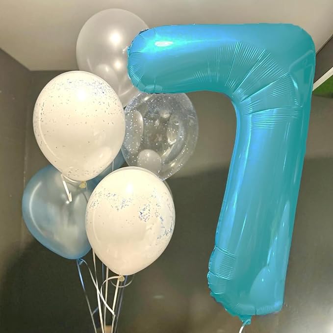 40 Inch Light Blue Number 17 Digital Balloon,Jumbo Mylar Foil Helium Balloon for 17 Balloons for Birthday Party,Wedding Anniversary Party Decorations
