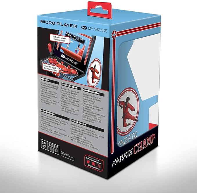 My Arcade Karate Champ Micro Player Arcade Machine: Fully Playable, 6.75 Inch Collectible, Color Display, Speaker, Volume Buttons, Headphone Jack - Electronic Games