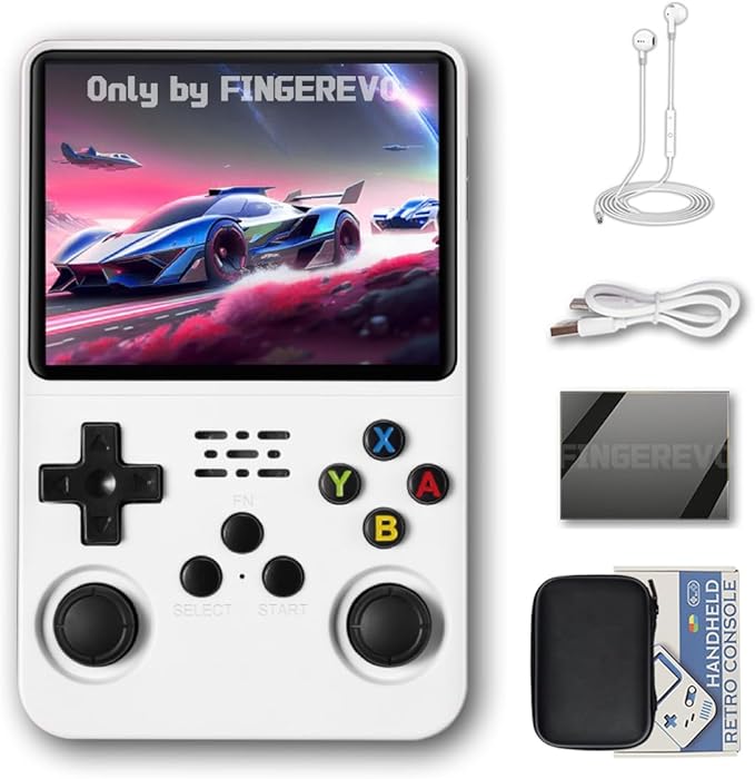 R36S Handheld Game Console 3.5-in 640*480 IPS OCA Screen 3200mAh Opensource System White