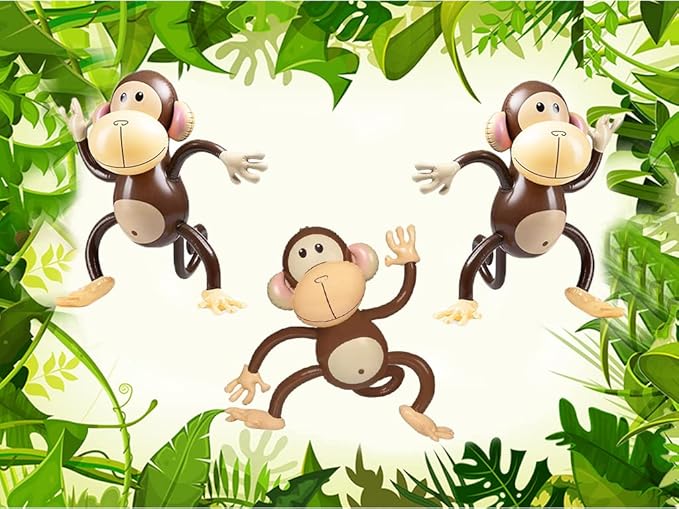Inflatable Monkeys 27 Inch, 3-Pack Monkey Safari Party Supplies Inflatable Safari Animals Monkey Themed Birthday Party Decorations for Safari, Jungle Themed Birthdays, Blow up Party Favors Supplies
