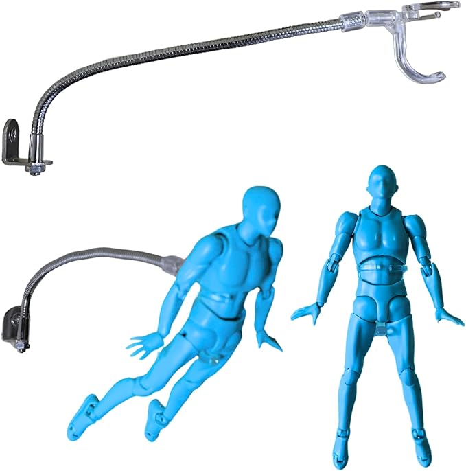 Action Figure Stand Wall Display | Flying Action Figure Display | Adjustable Metal Support Arm | Hidden Stand | Made for 6 Inch Marvel Legends | Clear | Show Off Your Flying Collectible (1 Pack)