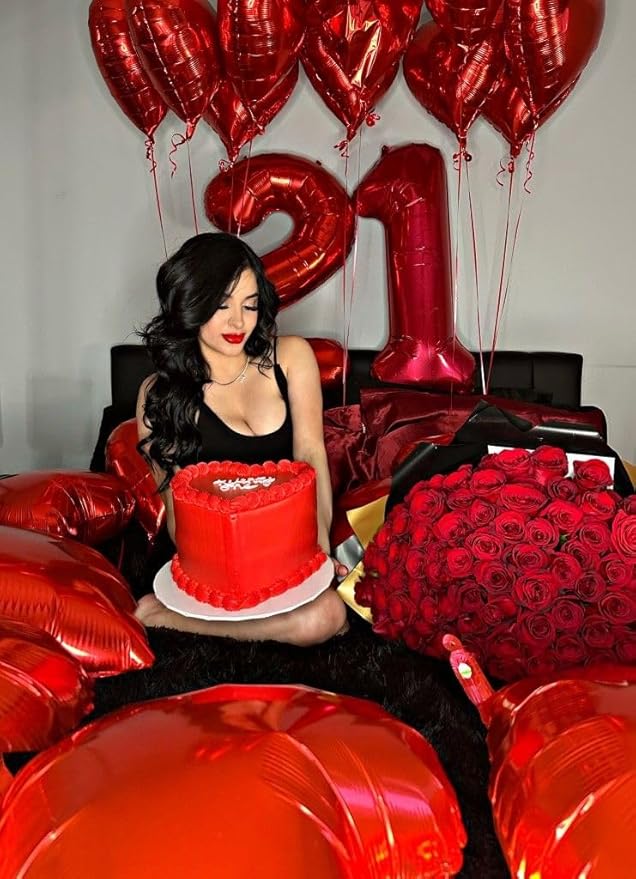 Balloon 40 Inch Red Number, 16th Birthday Decorations for 1 6 16 61, Large Foil Sweet 16 Balloons Number for Wedding Memorial Day's Photo Shoot Decoration