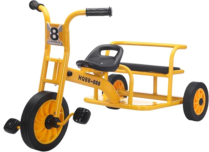 Kids Tricycle for Ages 2-8, Kids Trike Bike with Adjustable Seat, Airless Rubber Tires and Rear Padded Seat, Preschool Daycare Tandem Tricycle, Gift for Boys and Girls