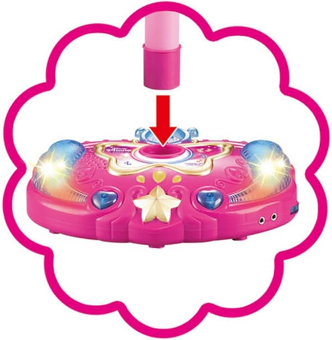 KonHaovF Kids Karaoke Machine with Lights,Microphone with Adjustable Stand Singing Karaoke Machine for Girls Boys (Pink)
