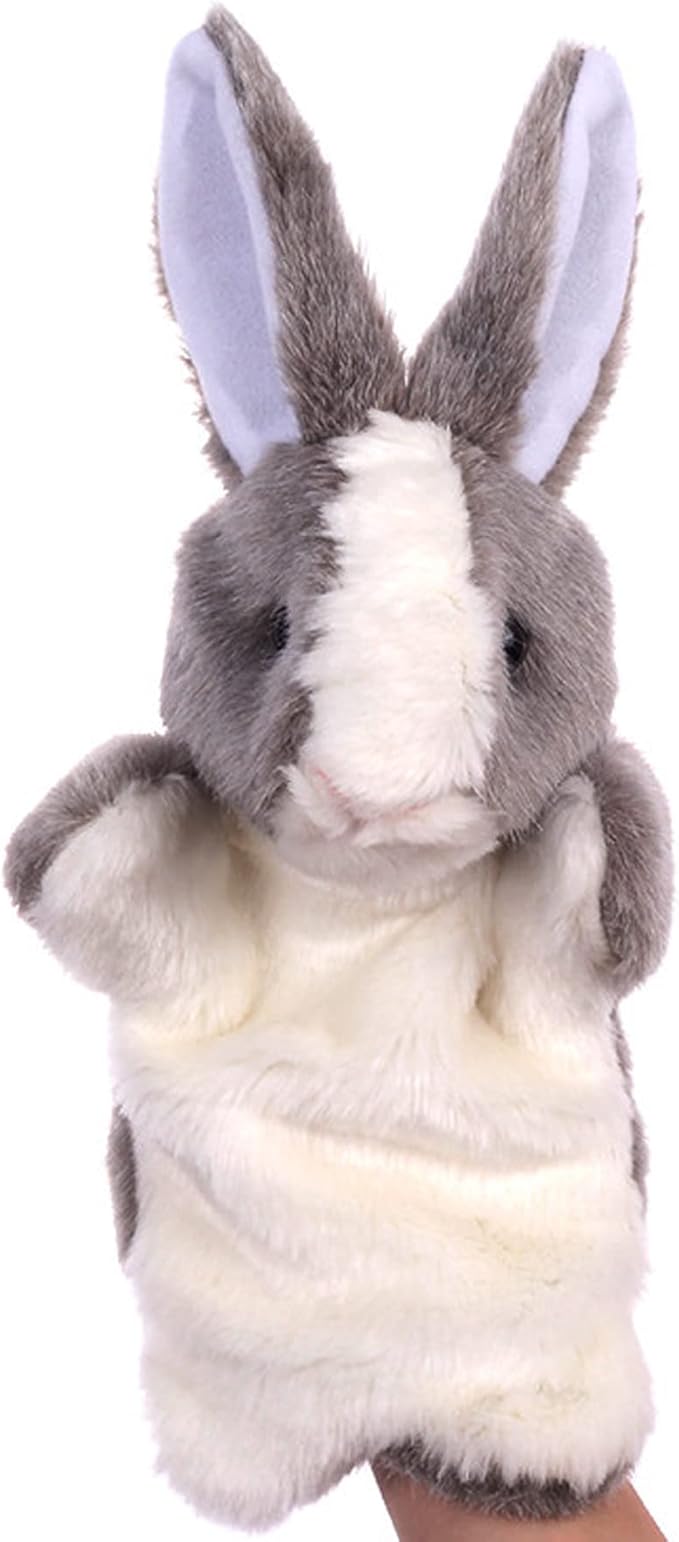 Bunny Hand Puppets Rabbit Plush Animals Toys for Kids Imaginative Pretend Play Storytelling (Gray)