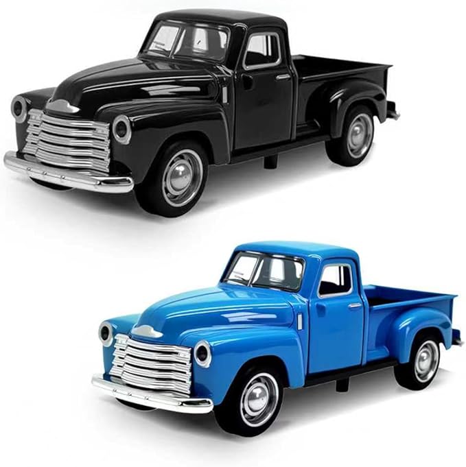 2Pcs Little Blue/Black Truck Toy for Toddlers 2 3 4 5 6 7 8 Year Old Boys Girls,1:32 Alloy Toddlers Car Toy Driveable,Car Door Can Open,Toy Trucks for Kids Easter Christmas Birthday Gifts