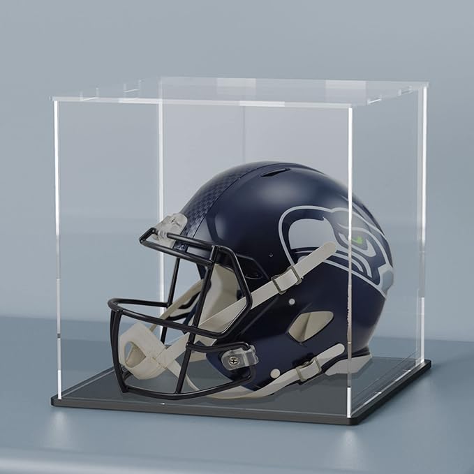 Clear Acrylic Display Case with Matt Black Base and Lid, Dust-Proof Acrylic Showcase, Cube Counter-Tops Box for Large Collectibles (12x12x12 inch)