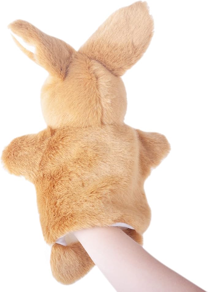 Bunny Hand Puppets Rabbit Plush Animals Toys for Kids Imaginative Pretend Play Storytelling (Brown)