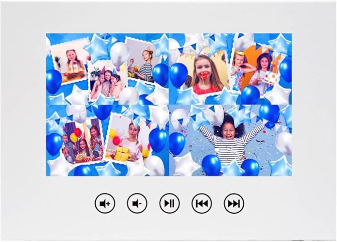 Animated Video Birthday Card for Kids – Custom Slideshow Gift – Upload Photos – 7-Inch LCD Display, 4GB Memory, Rechargeable USB Battery, Fun for Boys & Girls