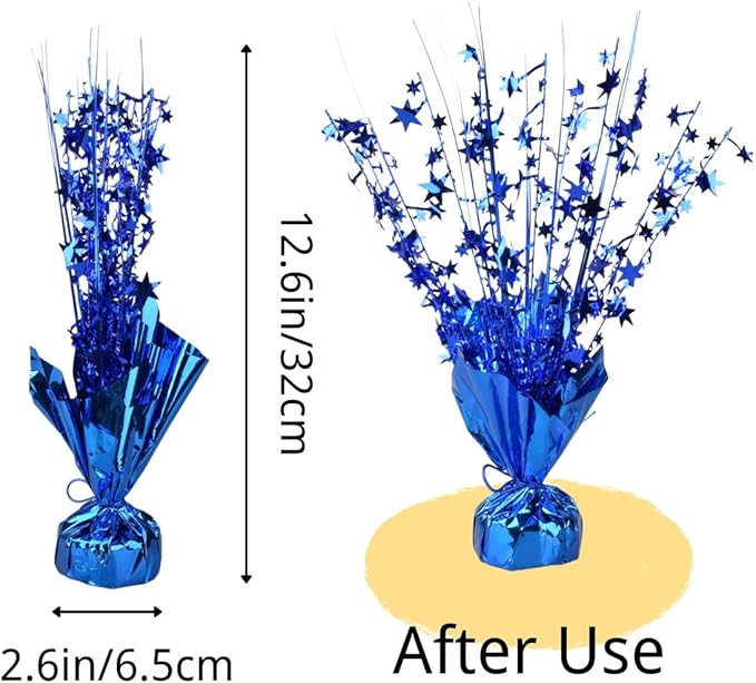Miliocry 6 Pack Metallic Foil Spray Centerpiece Star Table Decoration Burst Table Centerpieces for Birthday Wedding Anniversary Graduation Holiday Party Supplies Decor Blue