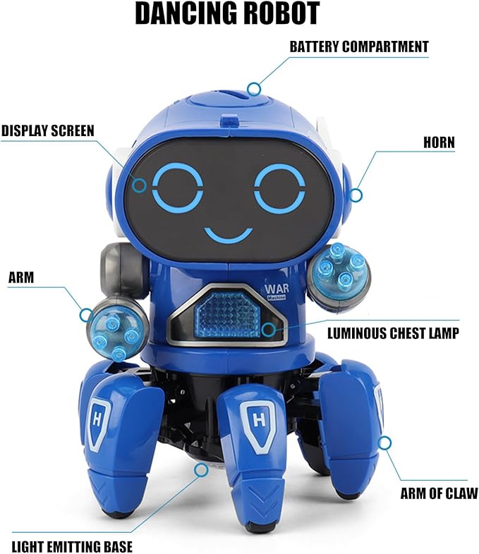 Music Playing Six Claws Robot Designed for Entertainment and Educational Programming Use Robot Toy