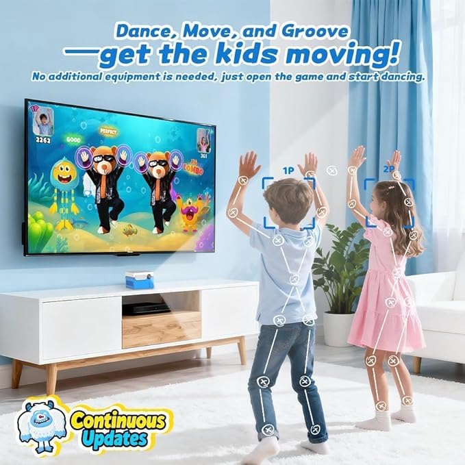 MotionX Active Game Console with 41 Motion Games for Kids & Family, AI Active Game Play System - No Subscription, Continuously Updated, Plug & Play, Great for Gaming Nights, Parties and Playdates