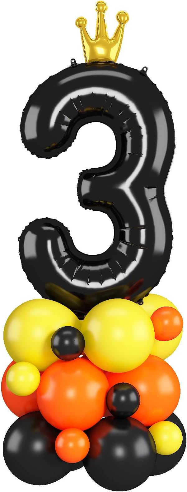 Black Number 3 Balloon 40 Inch Construction Number Three Foil Balloons Tower with Excavator Digger Truck for Boys Third 3rd Birthday Party Decorations Giant Large Digital Aluminum Balloons Stack