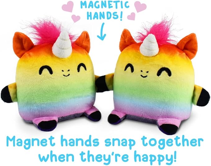 TeeTurtle | Plushmates | Horse + Unicorn | Rainbow + Gray | Happy + Angry | The Reversible Plush That Hold Hands!