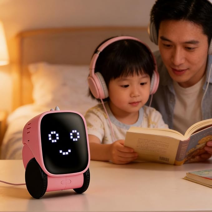 TOPINCN Smart Charging Robots for Kids, Interactive Smart Robotic with Touch Sensor for Boys Girls, Story Machine Remote Control Programming Toy for Early Education Learning (Pink)