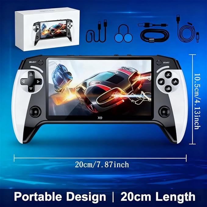 X9 Handheld Game Console, X9 Portable Console with 5.5-Inch HD IPS Screen, 20000+ Built-in Games Portable Retro Game Console Supports Connection to TV Output, for Boys (1pc)