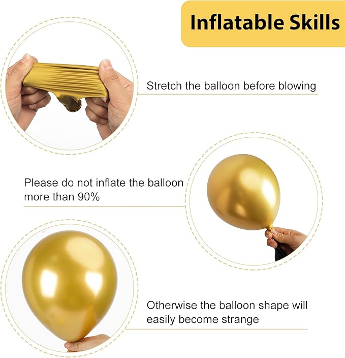 RUBFAC Black and Gold Balloons 129pcs Different Sizes Pack of 18 12 10 5 Inch, Latex Balloon Garland Arch Kit for Party Graduation Wedding Holiday Happy Birthday Decoration