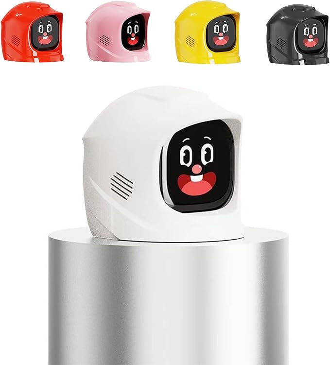 Smart Car Robot Dashboard AI Emotional Expression Dash Companion with 60 Cute Animated Expression Personalized Interior Style Center Console Decoration for Car Interactive Driving Fun Gift(white)