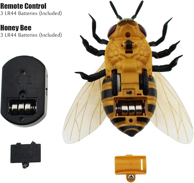 Tipmant Realistic RC Honey Bee Toys IR Remote Control Honeybee Insect Vehicle Electric Animal for Cat Dog Kids Birthday Gifts