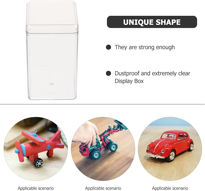 5Pcs Action Figure Storage Boxes Clear Plastic Display Cabinet for Collectible Figurines Toy Organizer 2.48X2.16X3.74 Inch Protective Showcase for Model Display