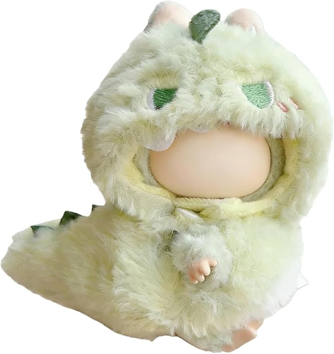 Green Dinosaur Clothes for LABUBU 17cm Doll (NO Dolls), Dinosaur Outfit for LABUBU, Dino Dolls Keychain Accessories, Faking Animal Style Outfit Jumpsuit Dinosaur Costume for LABUBU