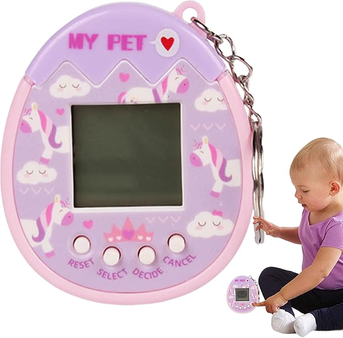 Digital Pet, Digital Pets for Kids, Electronic Pet Game Machine with Keychain, Virtual Pet for Girls, Boys (Purple)