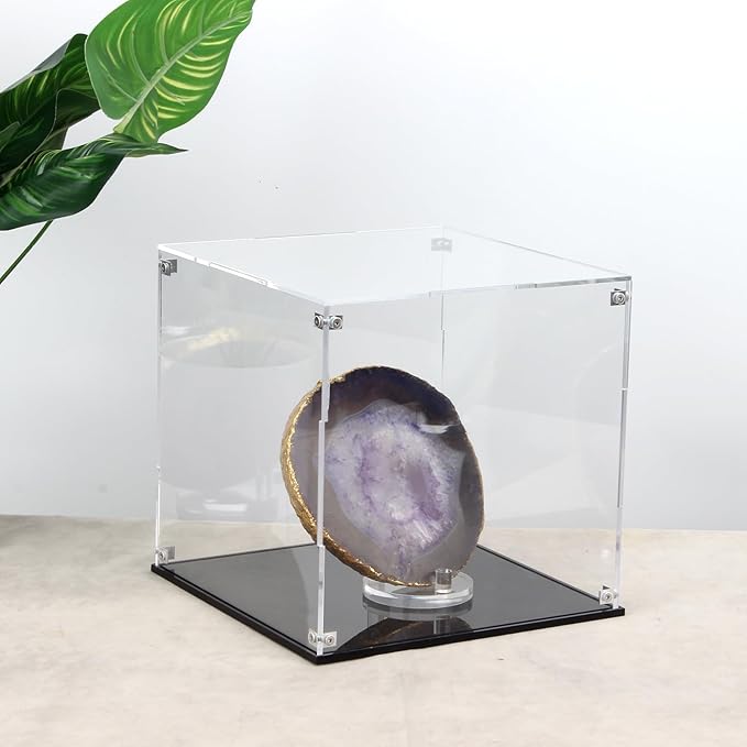 Self-Assembly Acrylic Clear Display Case, Sturdy Acrylic Display Box Cube Collectibles Show Box, Removable Countertop Box for Collectibles Doll Helmet Basketball Home Organization, 10x10x10Inch