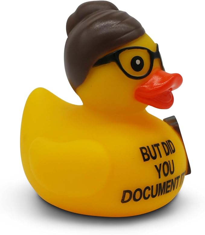 Funny Rubber Duck – Hilarious Decorative Duck for Bathroom, Desk, or Gag Gift – Quirky Collectible with Sarcastic Quote – Great Gift for Adults, Coworkers, or Friends-Document It
