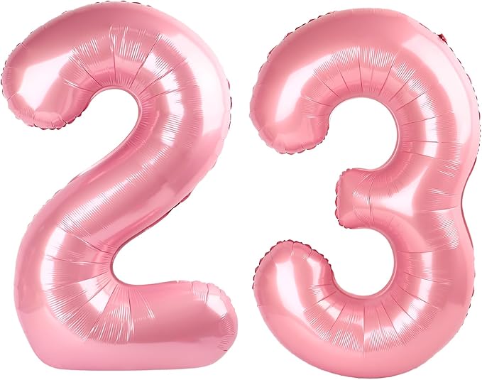40 Inch Pearlescent Pink Number 23 Balloon Number 23 Balloon 40 Inch, 23th Birthday Party Decorations for Boy or Girl Huge Mylar Anniversary Party Supplies