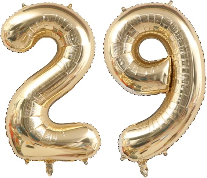 40 Inch Light Gold 29 Numbers Balloons White Gold Giant 29 Foil Mylar Helium Large Digital Balloon Champagne Gold Birthday Jumbo Balloons 29th or 92nd Anniversary Events Party Decorations Supplies