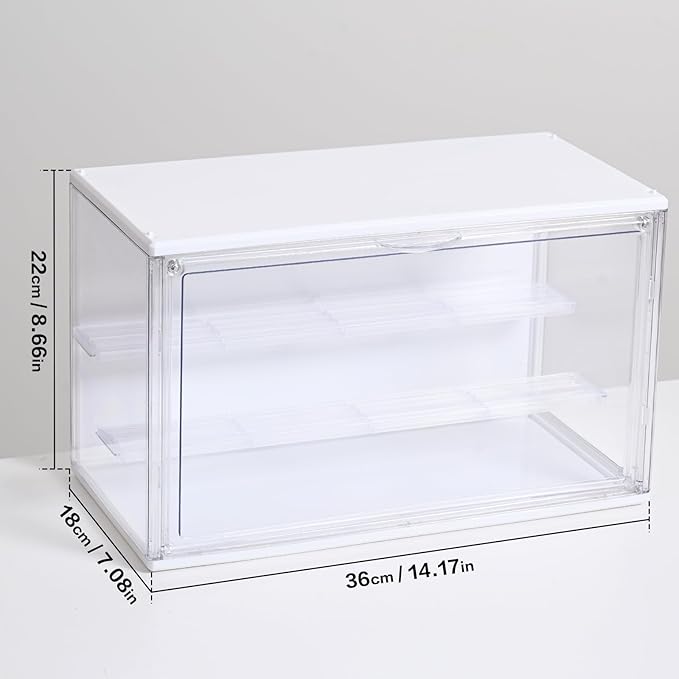 Acrylic Display Case with Lights, Clear Showcase with Detachable Shelf, Stackable Storage Bins for Collectibles, Action Figure, Popmart (L-1 Pack)