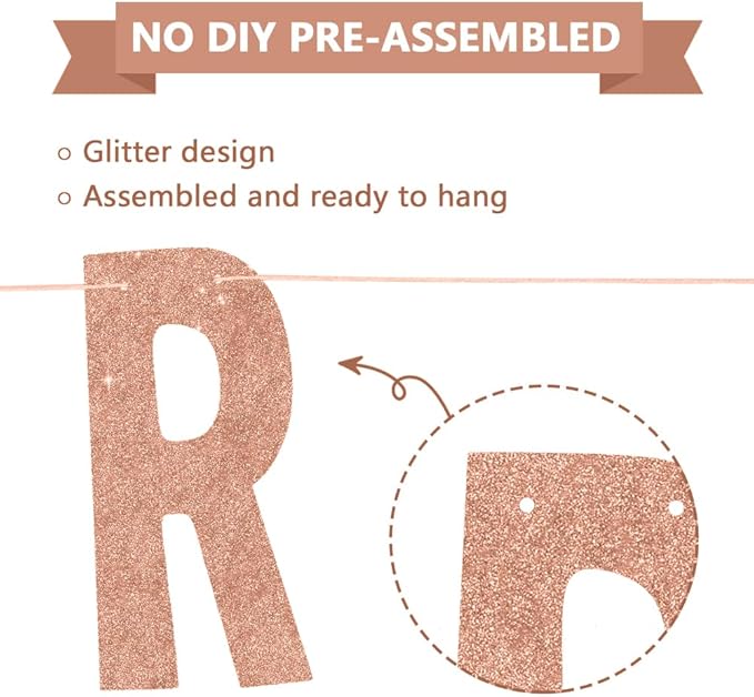 BEISHIDA Rose gold You're Like Really Pretty Glitter Banner,NO DIY, Pre-Strung Mean Girls Birthday Party Bachelorette Party Decorations,Birthday Gift for Girl