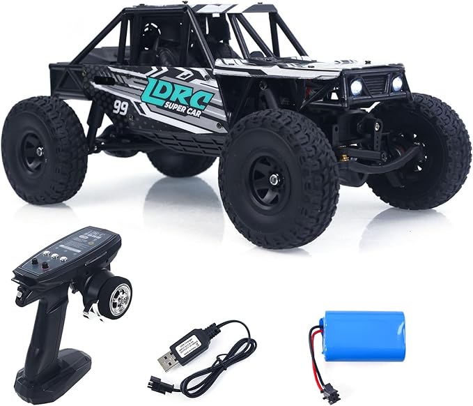 LDRC Ld18499 1/18 2.4G RC Climbing Car 4 * 4 Remote Control Vehicle 280 Brushed Motor Esc Ready to Go Battery Servo USB Charge Hobby Grade Model for Adult Hobby(Blue)