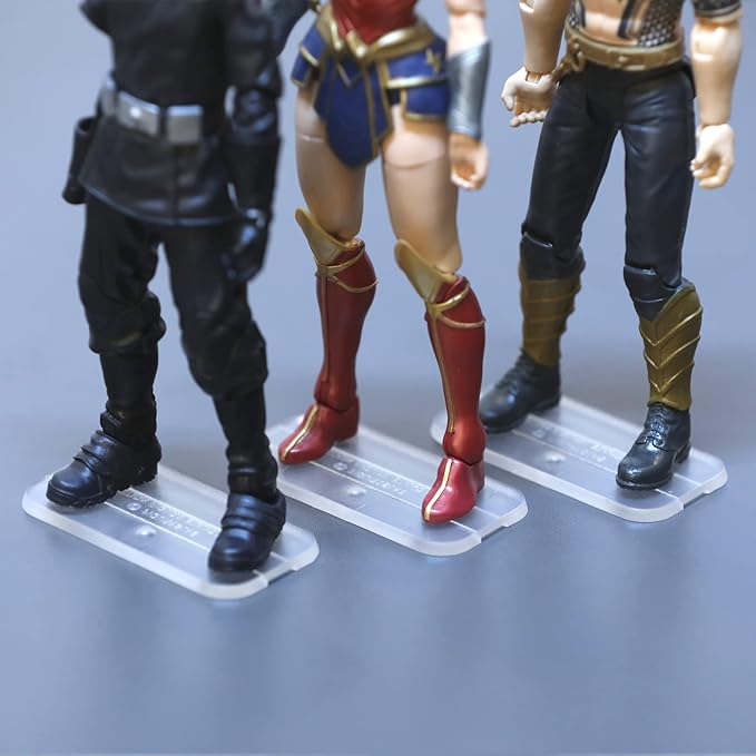 28PCS Action Figure Stand 6" Display Bases with Peg Clear Holder Accessories Compatible with Mavel Legends Series/GiJeo Classified Series/D C/Mo tu Models 1/12 Figures Square