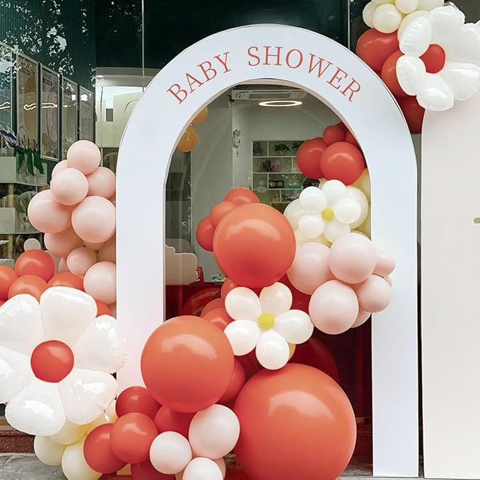 Orange Pink Blush White Balloon Garland Arch Kit, 155Pcs Latex Balloons Different Size 18 12 10 5 inch for Baby Shower Gender Neutral Orange Citrus Kids Birthday Party Backdrop Decorations