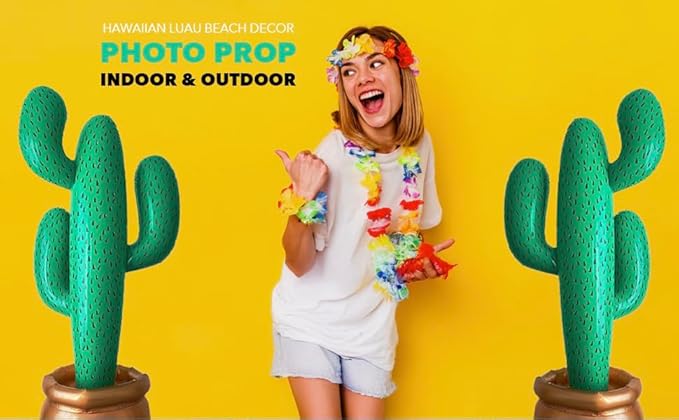 GiftExpress 2 Pack Inflatable 36" Cactus Prop Décor for Mexicano Fiesta Theme Party Decorations, Cinco De Mayo Prop, Hawaiian Pool Party, Desert Western Cowboy Theme Party (36" - 2 Pack)