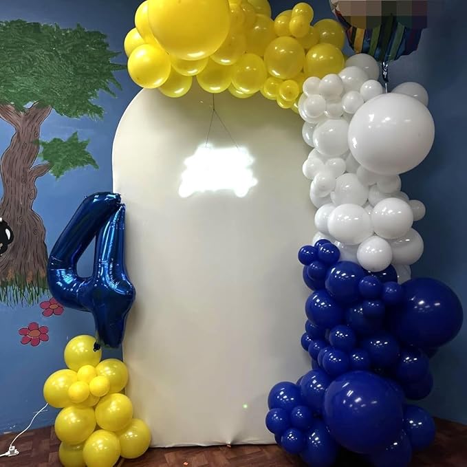 Navy Blue Yellow White Balloons, 12 Inch Navy Yellow Party Dark Yellow Latex Balloons Set for Boys Men Birthday Wedding Baby Shower Graduation Anniversary Decorations Is-02