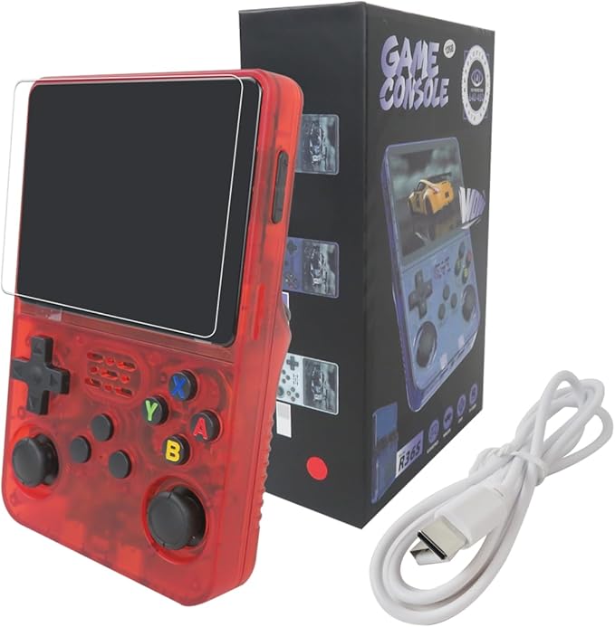 New Upgraded R36S Retro Handheld Video Game Console Linux System 3.5 Inch IPS Screen Portable Pocket Video Player 128GB Games, 21 Emulator ( Red )