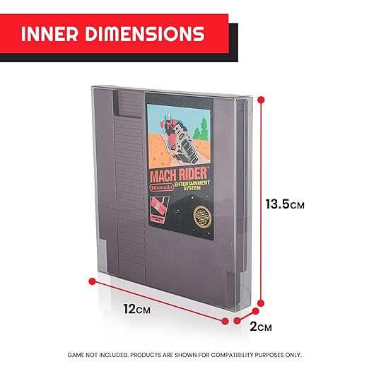 Video Game NES Classic Cartridge Protector Compatible with Nintendo NES Games Cart - 0.40MM PET Video Games Protector Compatible with Duck Hunt, Adventure Island, Mega Man, Punch Out (Pack of 25)