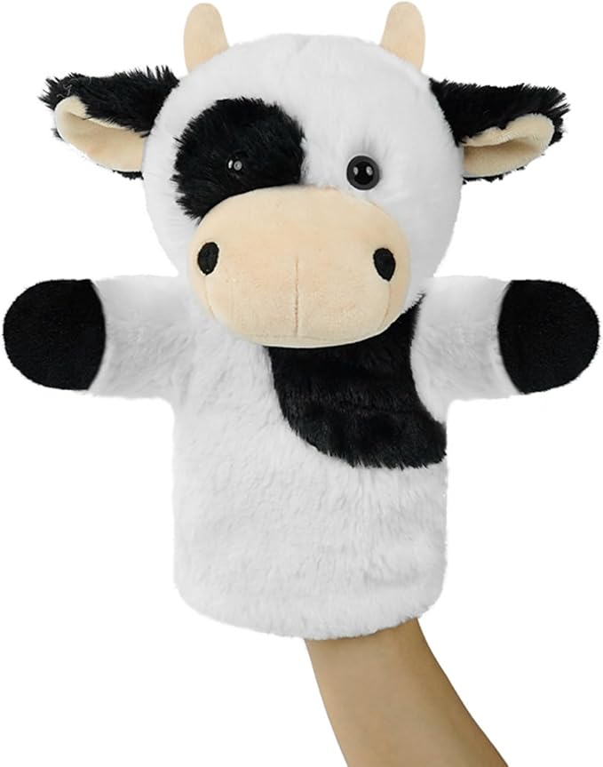 Soft Animal Puppet Speech Therapy Tool Preschool Classroom Supply Interactive Story Time Educational Stuffed Farm Animal Cow Hand Puppet