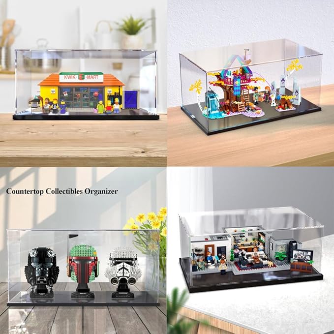 DuvinDD Acrylic Display Case for 1/8 Scale Model Car Large Lego Display Case for 42096 42083 Showcase Countertop Clear Display Box Dustproof Storage Acrylic Box with Black Base(23.6x11.8x7.8inch)