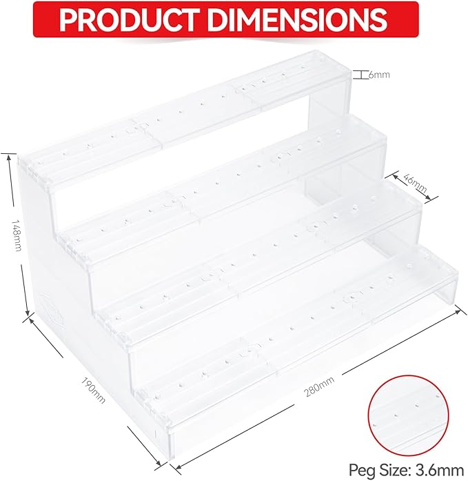 SIXPOINTS 3.75 inch Action Figure Riser Display Shelf With Peg ,4 Tier Toy Collectibles Organizer,Compatible with 1/18 Scale Vintage Star Wars /G.i Joe Figures toy