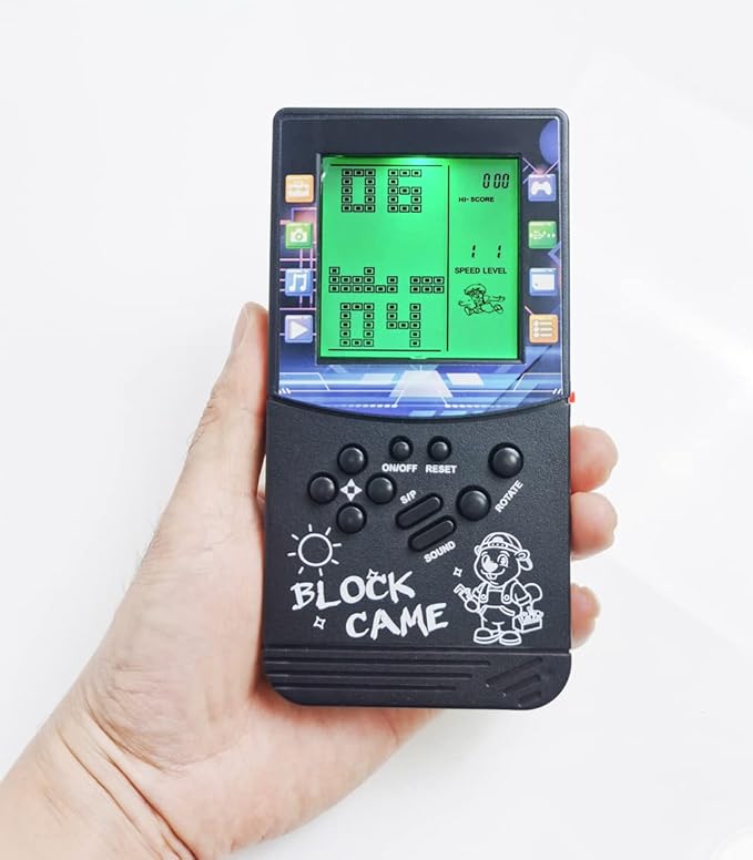 New Large Screen Brick Game Console Green Backlight Built-in 23 Multi-Mode Block Games Classic Nostalgia Puzzle Speed and Difficulty can be Adjusted Suitable as a Gift for Kids (Black)