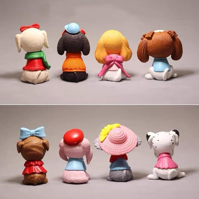 8 Pcs Mini Dog Figurines Set – Cute Resin Puppy Models, Kawaii Miniature Animals for Fairy Garden, Dollhouse, DIY Crafts, Cake Toppers, Birthday Party & Home Decorations, Collectibles for Dog Lovers