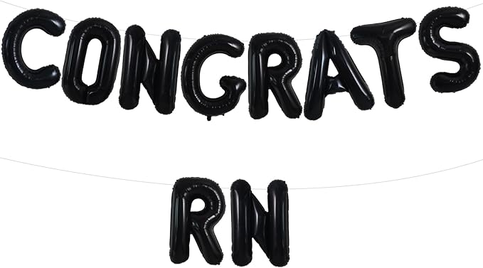 TONIFUL 2026 Nurse Graduation Decorations Black Congrats RN 2026 Balloons 16 Inch RN 2026 Banner Class of 2026 RegisteBlack Nurse Balloons Decorations 2026 Nursing Graduation Party Supplies