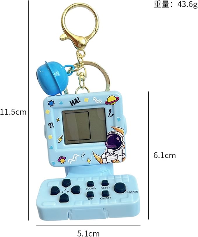 Retro Classic Game Console Pendant Keychain Playable Electronic Miniature Handheld Mini Games Machine with Keychain Ring Gift (X5)