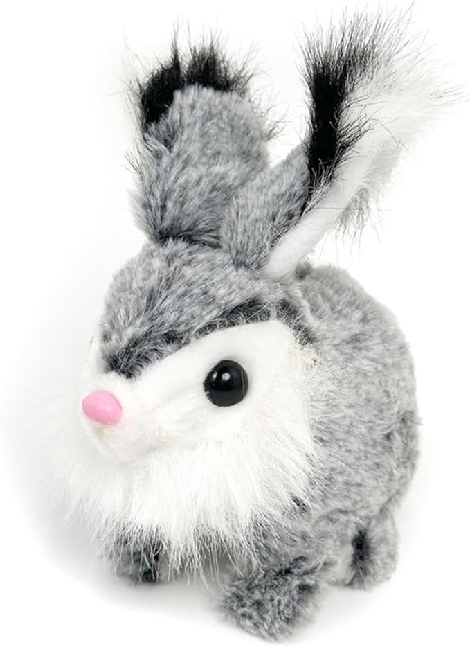 Rabbit Interactive Electronic Pet Bunny Toy Portable Cute Wiggle Ears with Sounds and Movements for Children Kids Gifts, Gray White