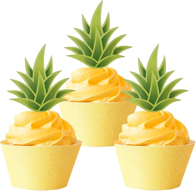 24pc Tropical Aloha Cupcake Toppers - Luau Hawaiian Theme Decorations for Baby Showers & Parties